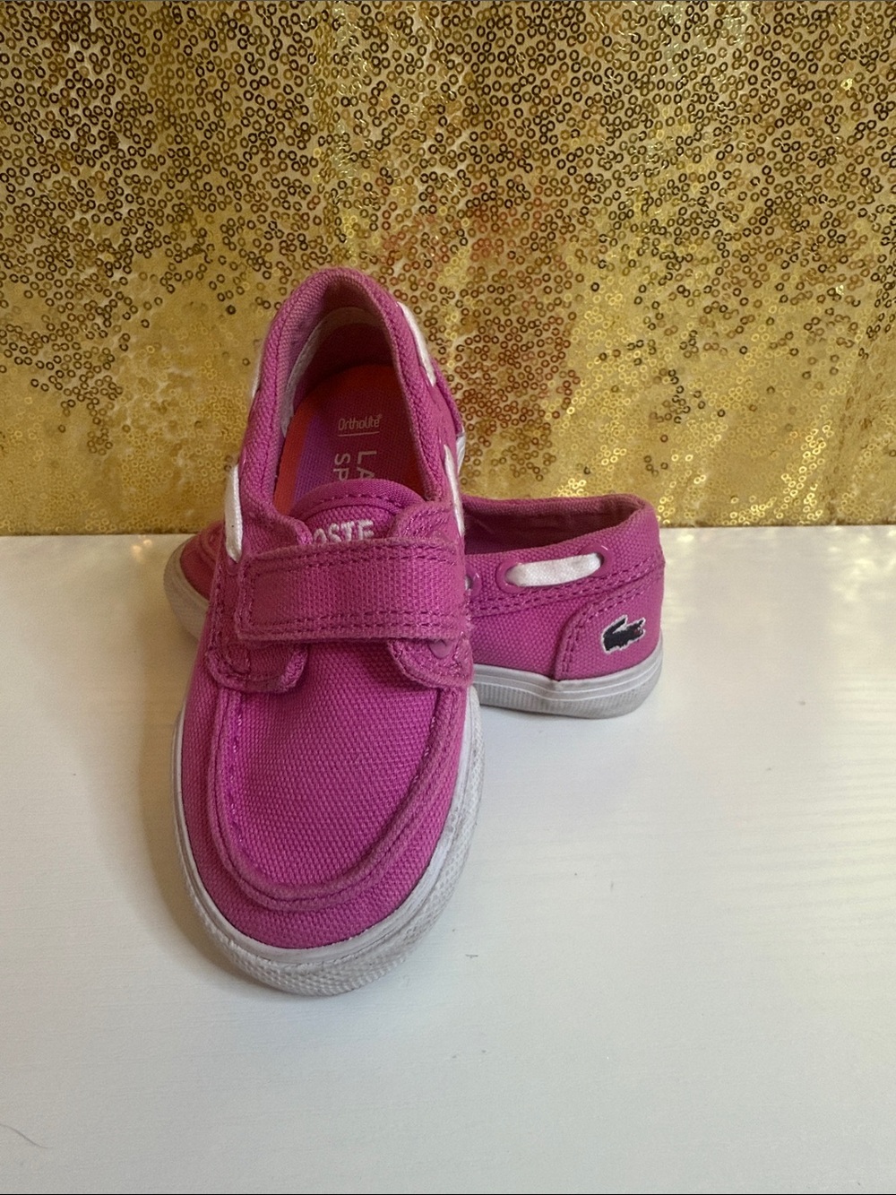 Lacoste Kids Hot Pink Canvas Hook-and-Loop Sneakers